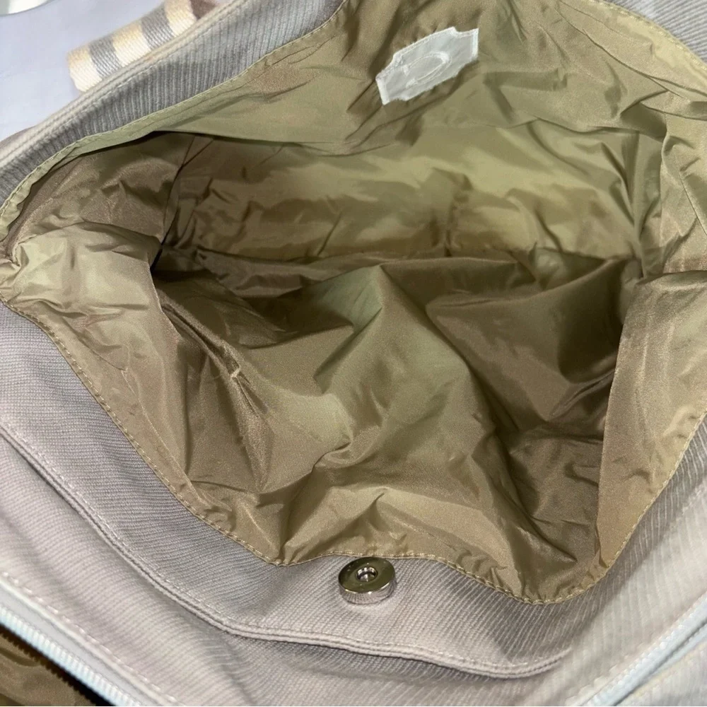 Pottery Barn Kids Gray and Brown Classic Baby Diaper Bag with Initial C